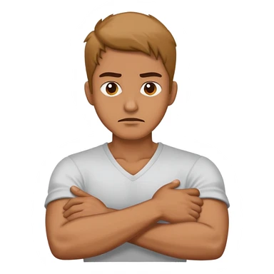 man mad with crossed arms holding his neck￼ sticker