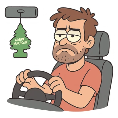 désodorisant suspendu au rétroviseur, flat toon, couleurs vives sticker