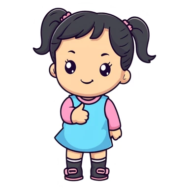 Cute little girl with pigtails sticker