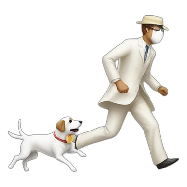 invisible man chasing a dog sticker