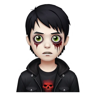 boy zombie with black hair emo sticker