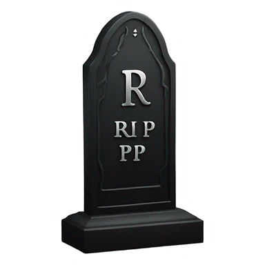 a black grave with the inscription R i P in silver sticker