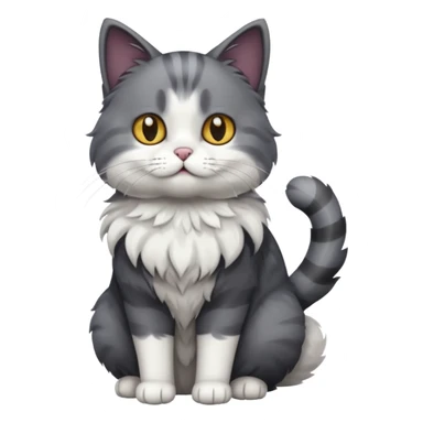full body dark grey and white cat sticker