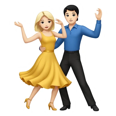 couple dancing full body man black hair woman blonde sticker