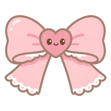 pink coquette bow with a heart-shaped center, lace accents, romantic and cute, kawaii style sticker