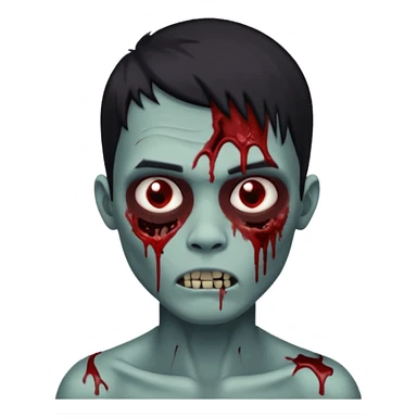 garoto zumbi com cabelo preto e ferimento no rosto sticker