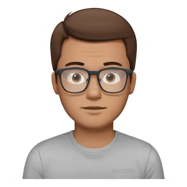 a young dad with brown hair, light skin color, with rectangular glasses, without beard sticker