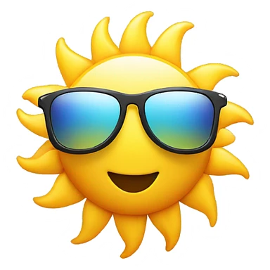 A smiling sun wearing sunglasses to represent a bright, sunny day sticker