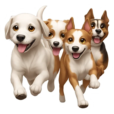 3 dogs  running together sticker