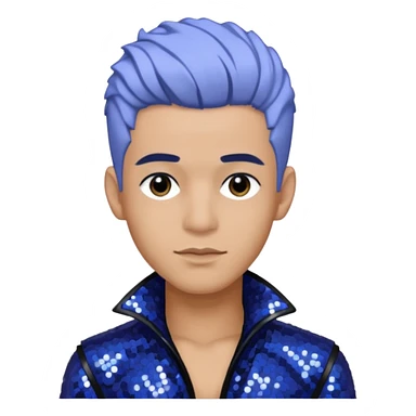 Rauw Alejandro, Puerto Rican Singer with periwinkle hair, black sequin outfit sticker