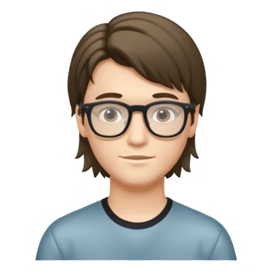 Beautiful thin boy, fair skin, glasses, and a mullet hairstyle  sticker