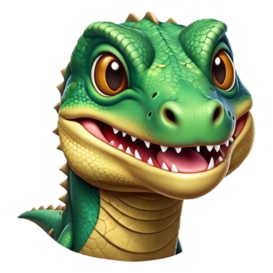 Cinematic Comical Komodo Dragon Lizard Portrait Emoji, Head tilted dramatically with an exaggeratedly shocked expression, featuring a robust, scaled body with wide, comically expressive eyes full of humorous disbelief, Simplified yet hilariously expressive features, highly detailed, glowing with a slightly sassy glow, high shine, dramatic yet playful, stylized with an air of quirky exotic attitude, soft glowing outline, capturing the essence of a meme-worthy Komodo dragon that looks ready to side-eye its way into viral fame! sticker