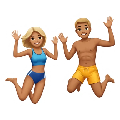 man and woman jumping into pool pool smiling  sticker