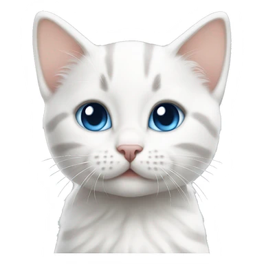 Blue eyed white kitten w gray stripes  sticker