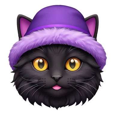 black cat with purple hat sticker