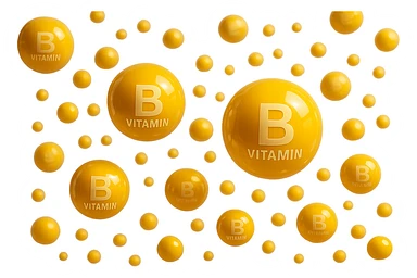 particella di vitamine b fluttuano in aria, iperrealistica 4k sticker
