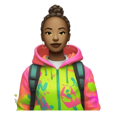 Person wearing neon graffiti clothes sticker