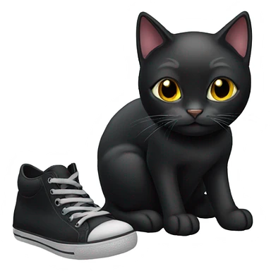 Black cat with shoes on sticker