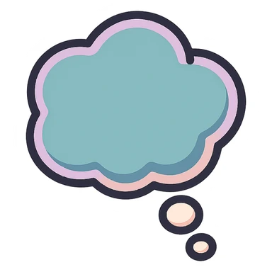 side view thought bubble, icon-color-outlined style, well detailed, detailed shadows and highlights, thin clean contours, soft rounded shapes, pastel palette #98B5BC, #B5B3C1, #C9A3C9, #E4C0CA, #F7DCD1, #F7C0AA, modern Japanese pop art and sticker aesthetics, soft lighting, transparent background sticker