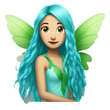 Beautiful, leaf, fairy, blue, turqoise, green, long hair, big wings sticker