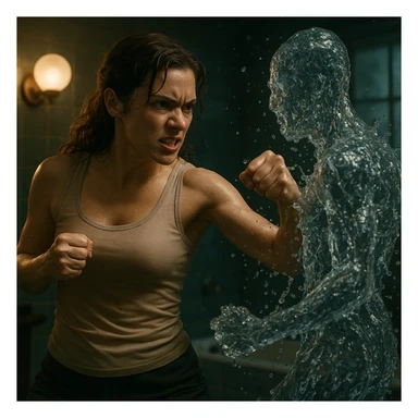 Donna che sta sconfiggendo la sua ritenzione idrica stile cinema sticker