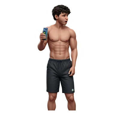 topless boy with phone sticker