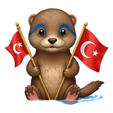 Otter with national flag of turkey sticker