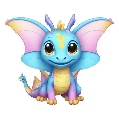 pink, blue and yellow pastel dragon female butterflies dragon puppet sticker