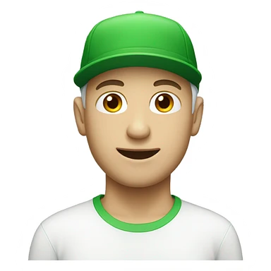 Guy in green cap with white skin sticker