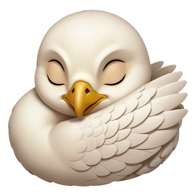 Meme-Worthy Cute Sleeping Falcon Portrait Emoji, Head resting peacefully with a contented smile, showcasing a streamlined, powerful form with eyes gently closed in serene slumber and a subtly curved beak, Simplified yet adorably endearing features, highly detailed, glowing with a soft, drowsy light, high shine, relaxed and utterly lovable, stylized with an air of playful laziness, soft glowing outline, capturing the essence of a sleeping falcon that feels destined to become the next viral icon of adorable rest! sticker