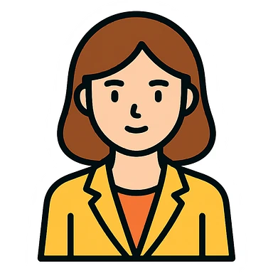 elegant businesswoman, brunette, white skin, suit, color outline icon sticker