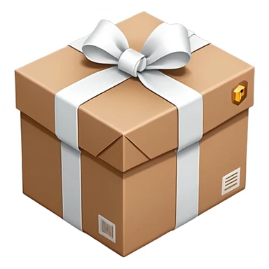 Isometric brown UPS package with white bow sticker