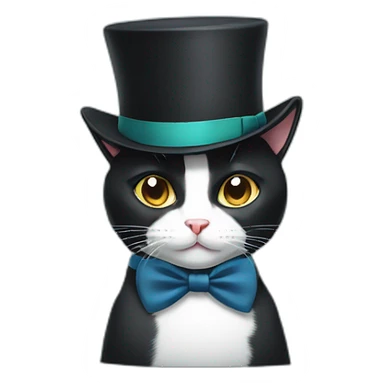 Tuxedo cat with hat sticker
