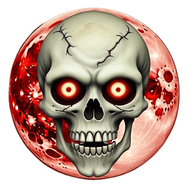 Cursed Crimson Satanic Moon Spooky Eerie Ghostly Spectral Zombiefied Skeletal Monsterous Creature Face sticker