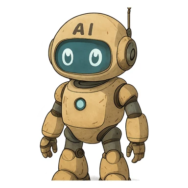 ghibli style AI robot, technology AI sticker