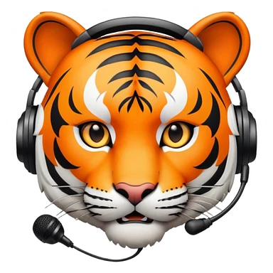 tiger face with headset and microphone for Twitch emote sticker