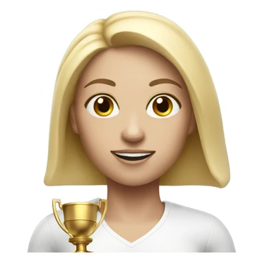 athlete woman with trophy, white skin sticker