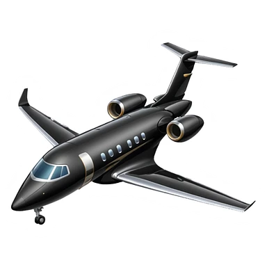 Black private jet, profile view sticker