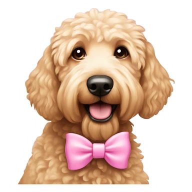 Light colored Golden doodle wearing pink bows sticker