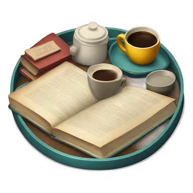 vintage tray with books and coffee  sticker