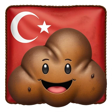 turkish flag with poop emoji instad of a star sticker