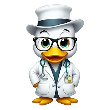 A cute duck wearing  glasses and labcoat sticker