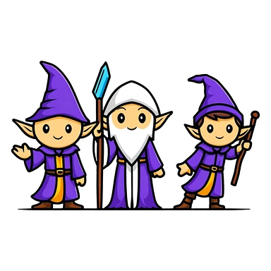 group of wizards and elves from White Council Lord of the Rings sticker