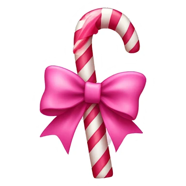 Pink candy cane with pink bow sticker