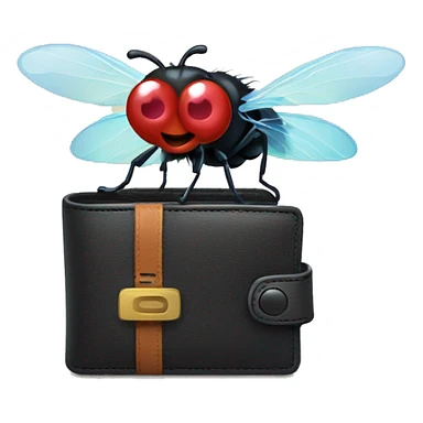 Fly flying out of wallet sticker