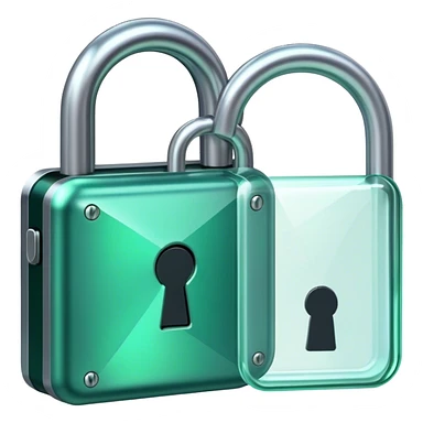 Holographic and glassmorphic dark green lock sticker