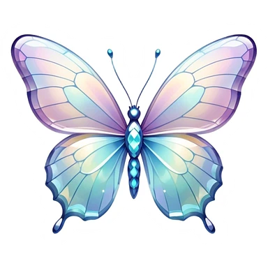 Sparkly glossy Pastel white iridescent glass crystal butterfly sticker