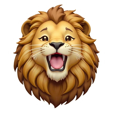 Cinematic Cute Yawning Lion Portrait Emoji, Head tilted slightly with a dramatic, wide-open yawn, showcasing a soft, downy tawny Fur with a majestic mane, floppy ears slightly drooping, round amber eyes barely open in drowsy contentment, Simplified yet irresistibly adorable features, highly detailed, glowing with a soft, cozy glow, high shine, relaxed yet expressive, stylized with a touch of savannah whimsy, bright and endearing, soft glowing outline, capturing the essence of a sleepy yet affectionate lion, so drowsy it feels like it could stretch out of the screen and curl up for a nap! sticker