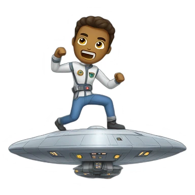 fight on a spaceship sticker