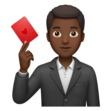 black man holding a card up in one hand sticker